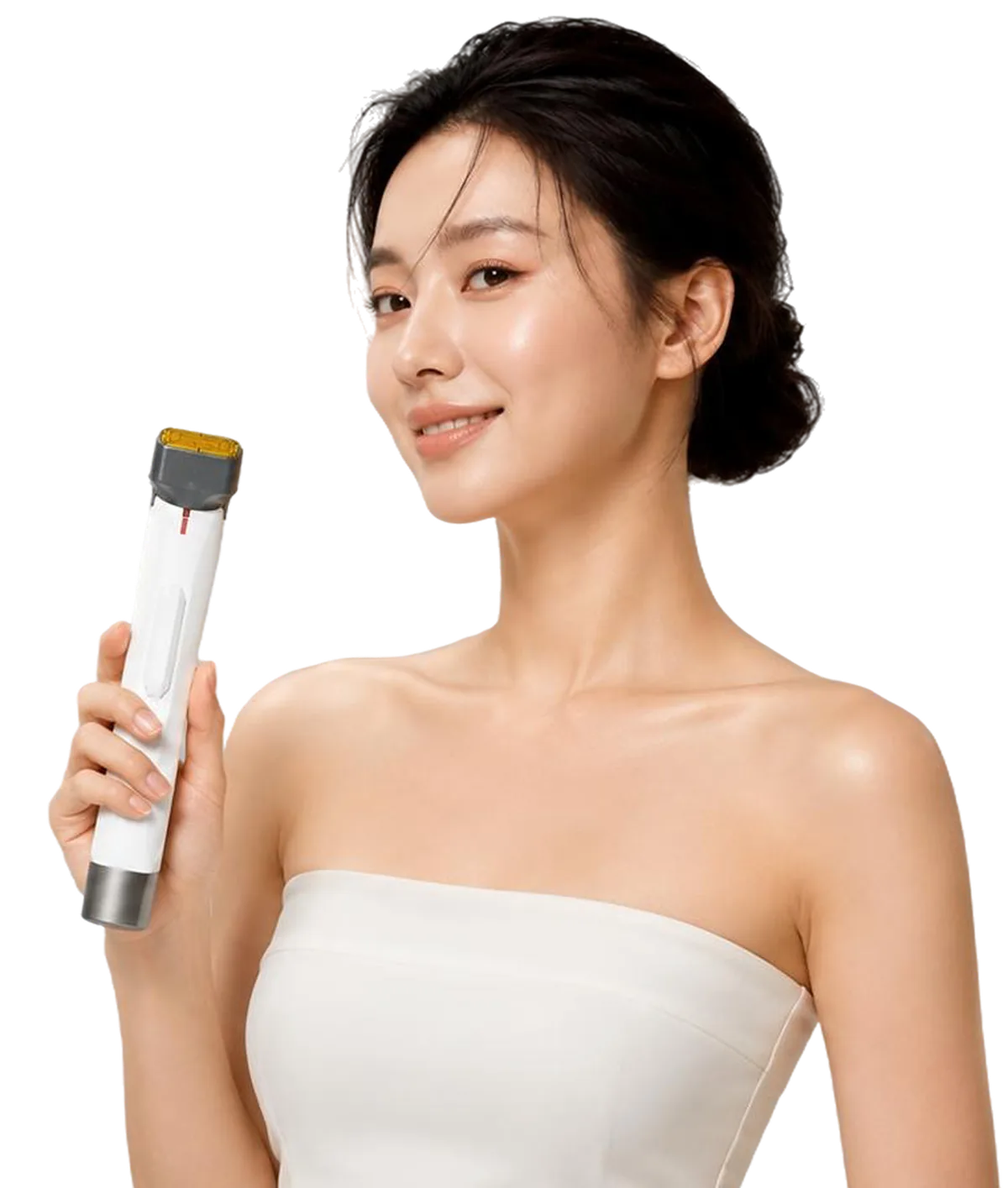 A woman holding the XERF handpiece